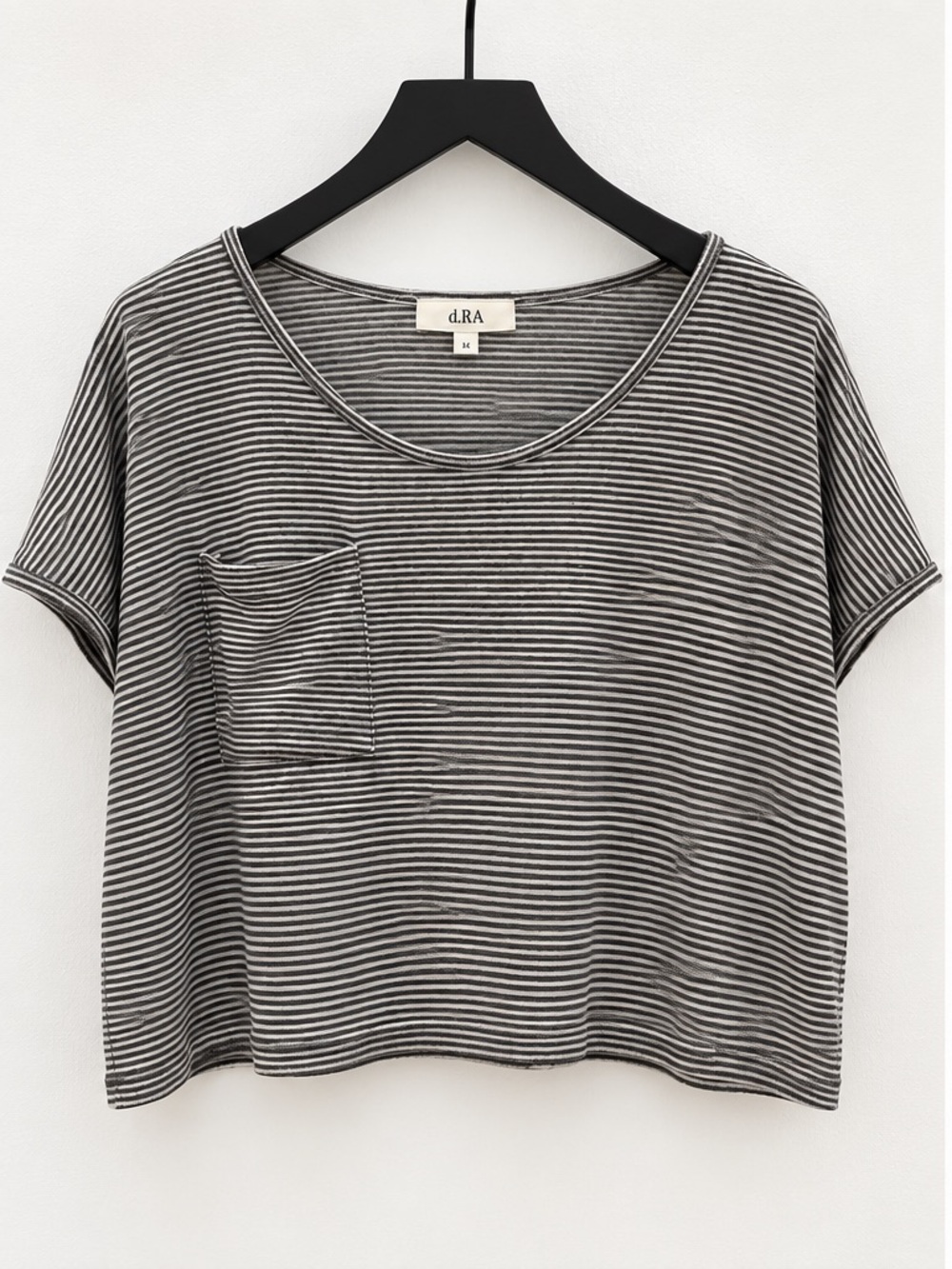d.RA Brown & White Striped Cropped Short-Sleeve Tee